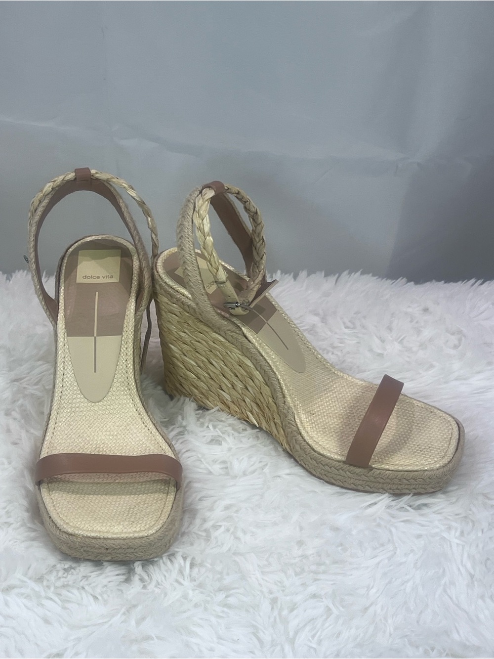 Dolce Vita Aurora Espadrille Wedge Sandals Size 9 Natural Tan Braided